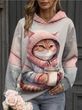 Жіноча худі з капюшоном, "кіт чашка",  L