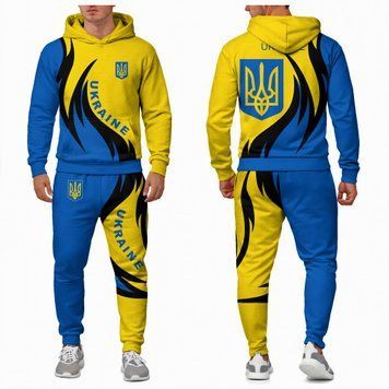Спортивний костюм великих розмірів, чоловіча, батал, патріотичний, "прапор", худі + штани,  4XL 100036 фото