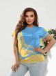 Жіноча футболка з патріотичним принтом жовто блакитним, 3XL 100429 фото