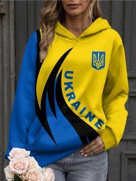 Худі жіноча патріотична з капюшоном "прапор", L 100120 фото