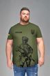 Чоловіча футболка з патріотичним принтом Солдат, 5XL, хакі