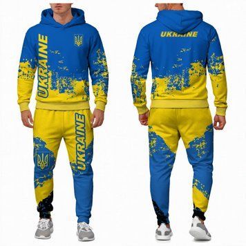 Спортивний костюм великих розмірів, чоловічий, батал, патріотичний, "синя", худі + штани,  4XL 100136 фото