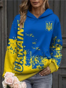 Худі жіноча патріотична з капюшоном "синя", L 100139 фото