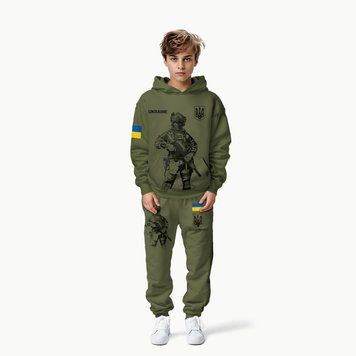 Спортивний костюм дитячий, патріотичний, "солдат", худі + штани, зріст 134 см, для хлопчиків 100548 фото