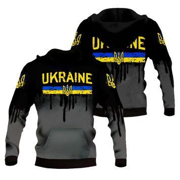 Худі чоловіча патріотична ТЕПЛА з капюшоном "чорна Україна", M 7472522 фото