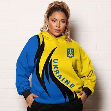Худі жіноча, великих розмірів, батал, патріотична "прапор",  6XL 100120 фото