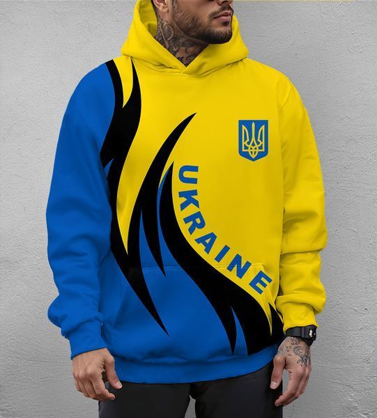 Худі Україна чоловіча патріотична з капюшоном "прапор", L 100012 фото