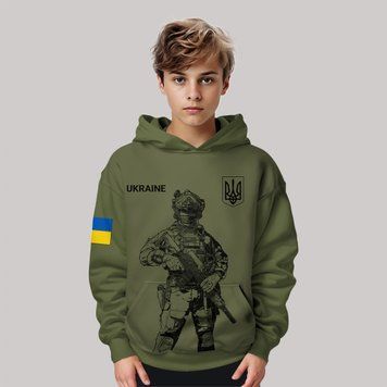 Худі дитяча, патріотична з капюшоном "солдат", зріст 134 см, для хлопчиків  100539 фото