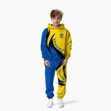 Спортивний костюм дитячий, патріотичний, "прапор", худі + штани, зріст 134 см, для хлопчиків 100546 фото