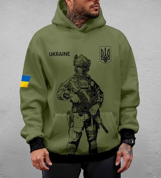Спортивний костюм чоловічий ТЕПЛИЙ, патріотичний, "солдат", худі + штани, L 1525124 фото
