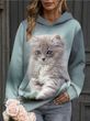 Жіноча худі з капюшоном, котик, блакитна, 3XL 100028 фото
