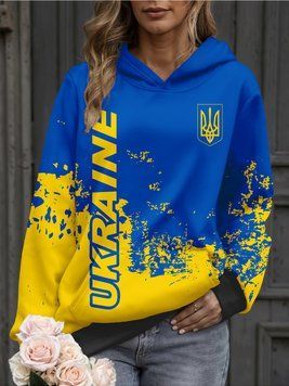 Худі жіноча, великих розмірів ТЕПЛА, батал, патріотична "синя", 4XL 105634890 фото