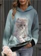 Жіноча худі з капюшоном, котик, блакитна, 4XL 100028 фото