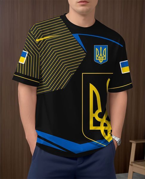 Чоловіча футболка з гербом, патріотична, чорна 100408 фото